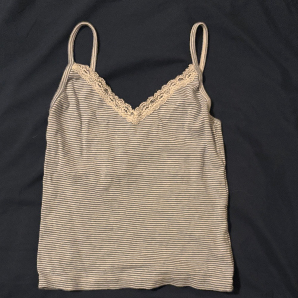 Brandy Melville Blue and white Striped Lace Camisole